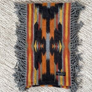 Fraas Cashmink Colorful Patterned Fringe Scarf, Made in Germany, Southwest Vibes